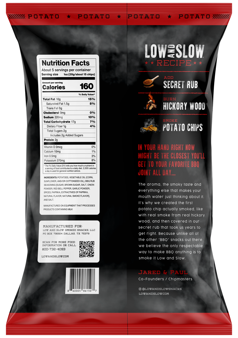 鯉太郎@lownslow Hickory Smoked BBQ Potato Chips – Low and Slow Snacks