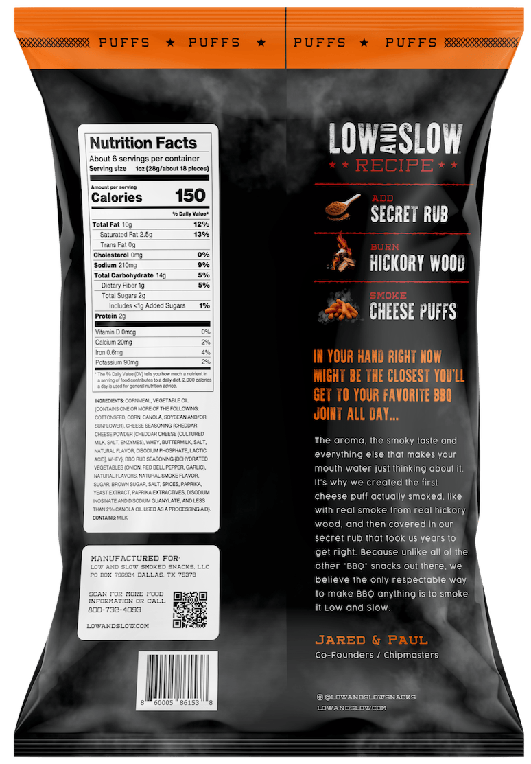 Slow Puff Hickory Smoked BBQ Cheese Puffs – Low and Slow Snacks